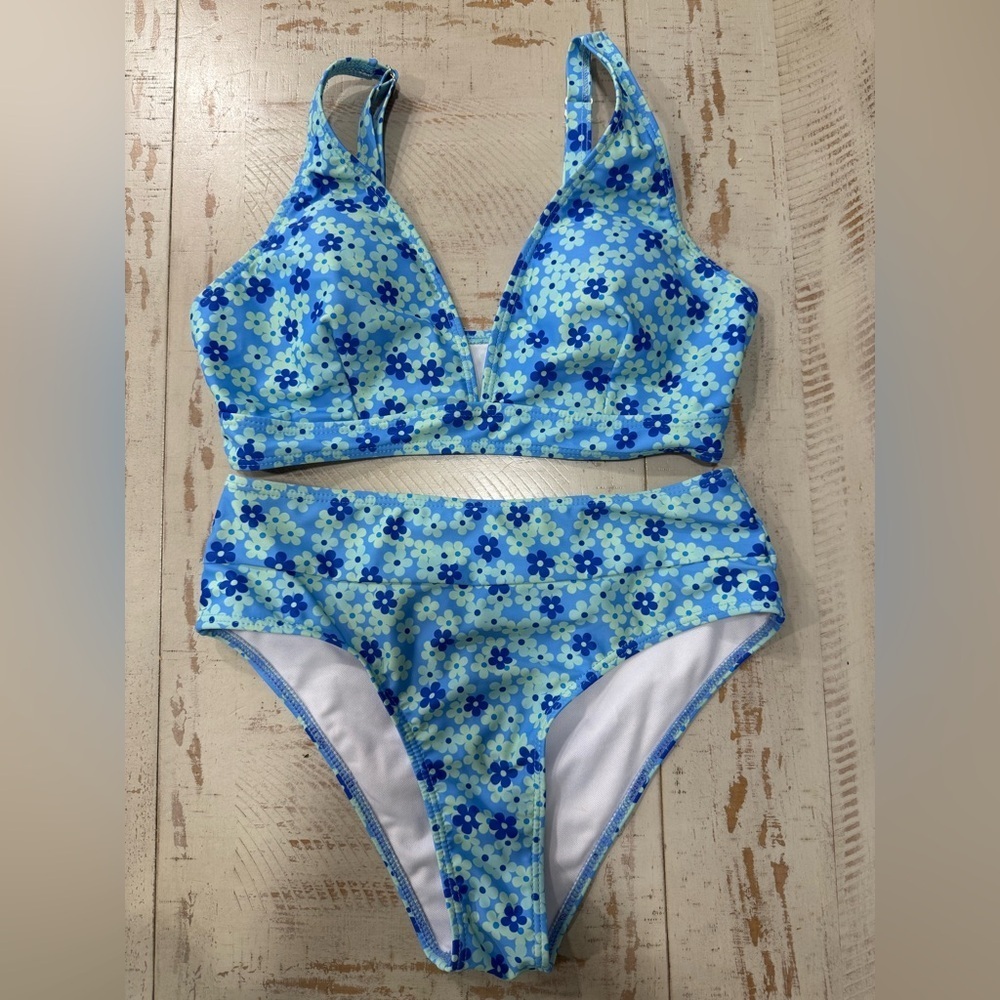 NWOT Shein Blue Floral Bikini Set
